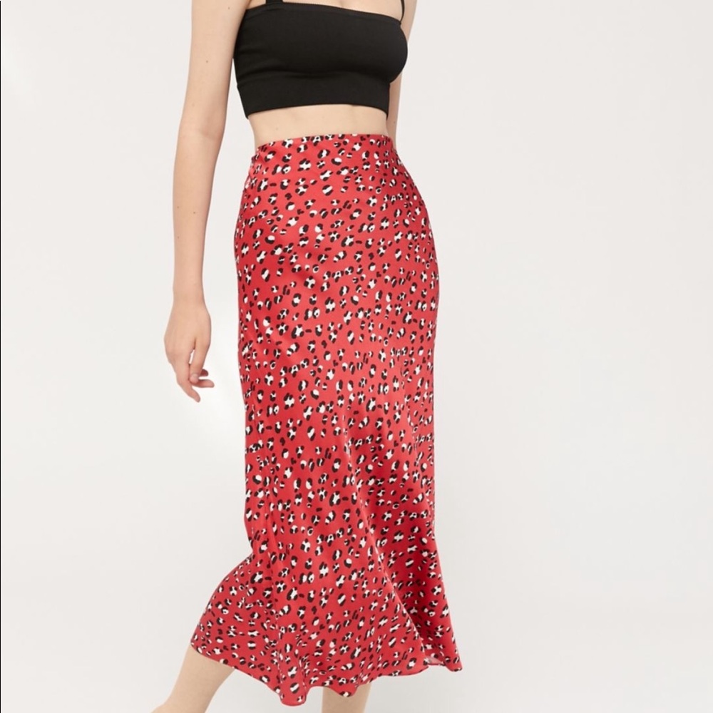 Urban Outfitters Satin Midi Slip Skirt